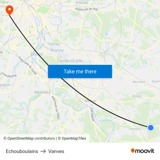 Echouboulains to Vanves map