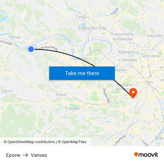 Epone to Vanves map