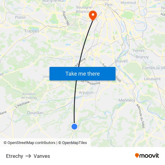 Etrechy to Vanves map