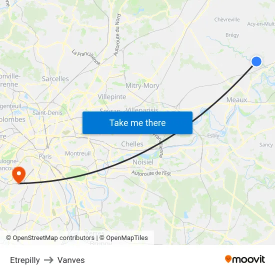 Etrepilly to Vanves map