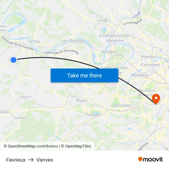 Favrieux to Vanves map