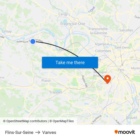 Flins-Sur-Seine to Vanves map