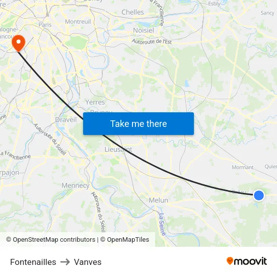 Fontenailles to Vanves map