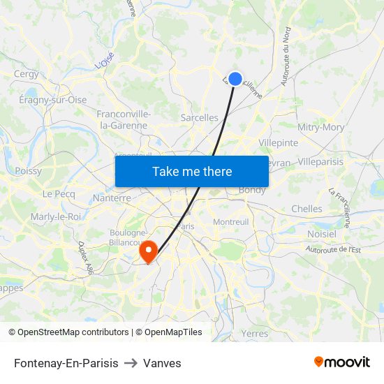 Fontenay-En-Parisis to Vanves map