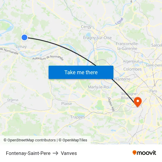 Fontenay-Saint-Pere to Vanves map