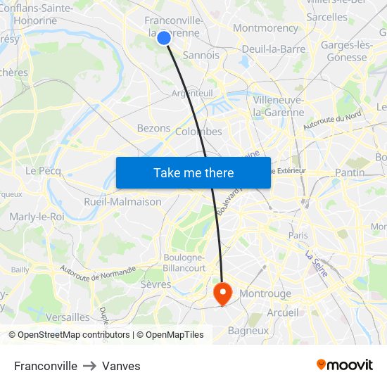 Franconville to Vanves map