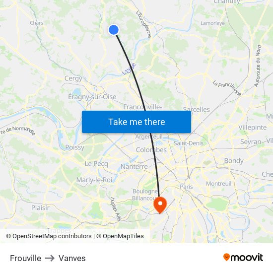 Frouville to Vanves map