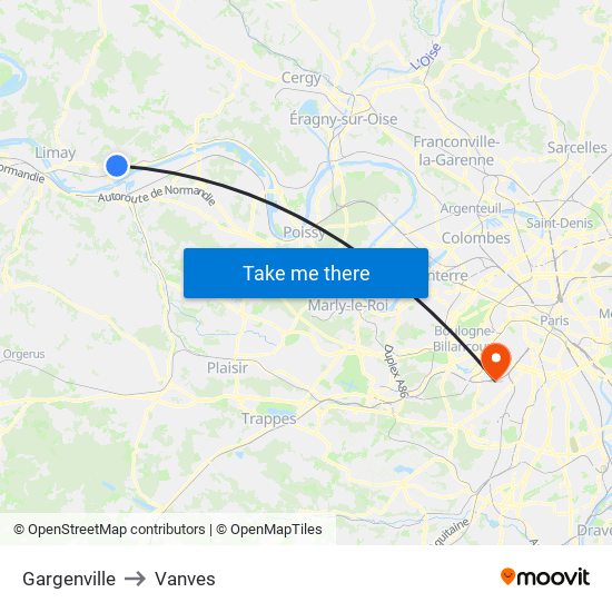 Gargenville to Vanves map