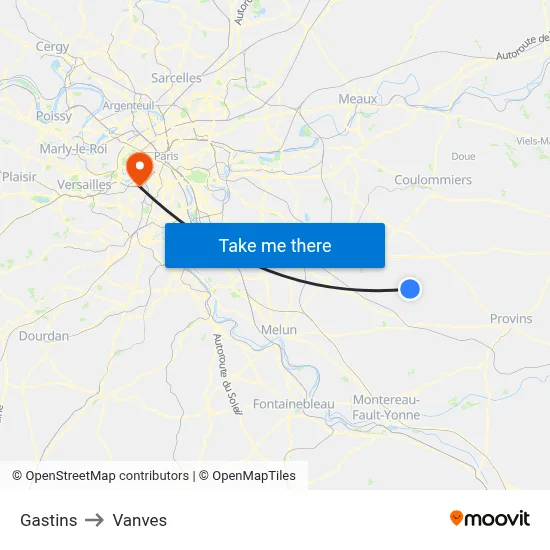 Gastins to Vanves map