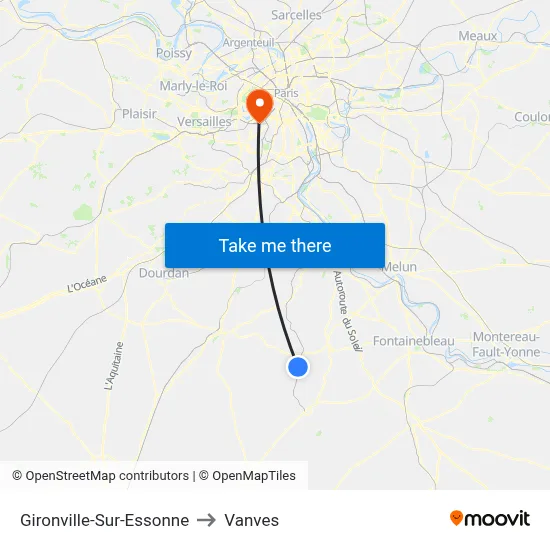 Gironville-Sur-Essonne to Vanves map