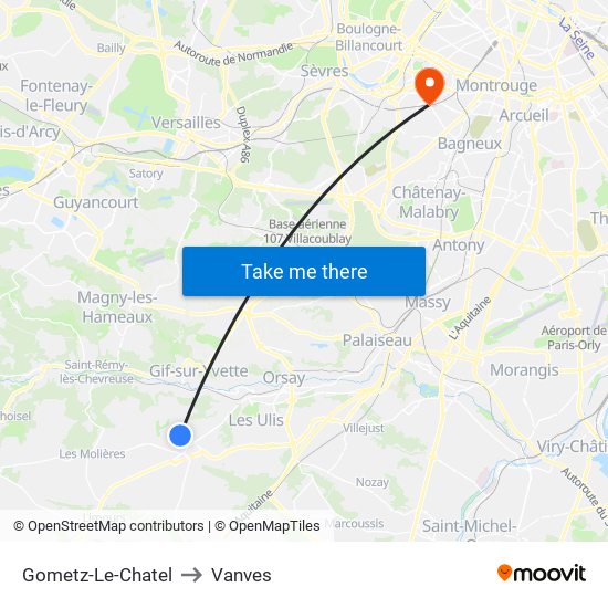 Gometz-Le-Chatel to Vanves map