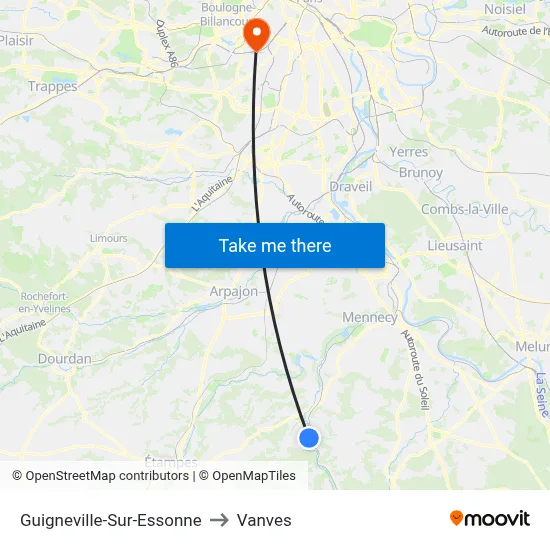 Guigneville-Sur-Essonne to Vanves map