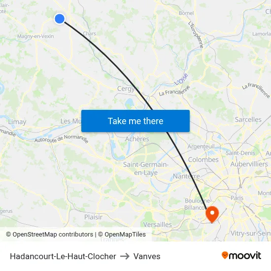 Hadancourt-Le-Haut-Clocher to Vanves map