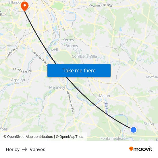 Hericy to Vanves map
