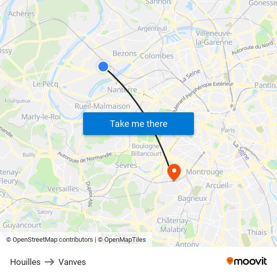 Houilles to Vanves map