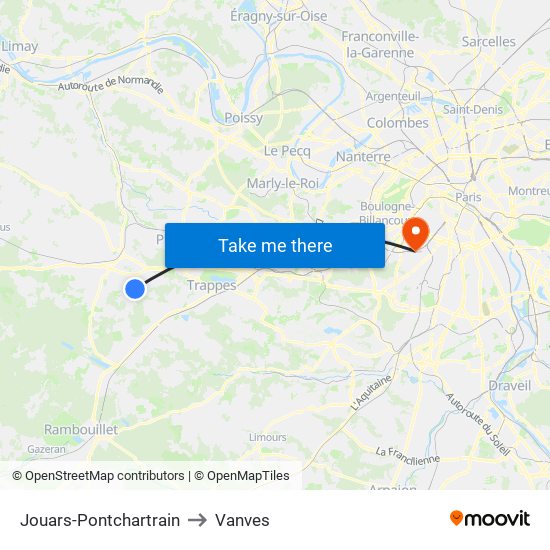 Jouars-Pontchartrain to Vanves map