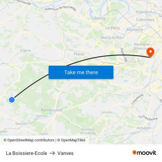 La Boissiere-Ecole to Vanves map
