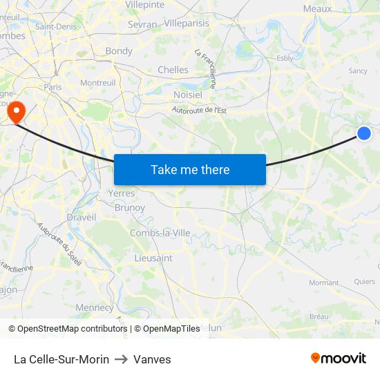 La Celle-Sur-Morin to Vanves map