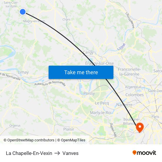 La Chapelle-En-Vexin to Vanves map