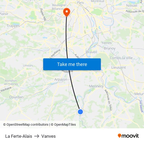 La Ferte-Alais to Vanves map