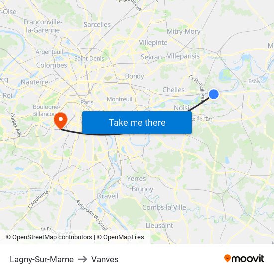 Lagny-Sur-Marne to Vanves map