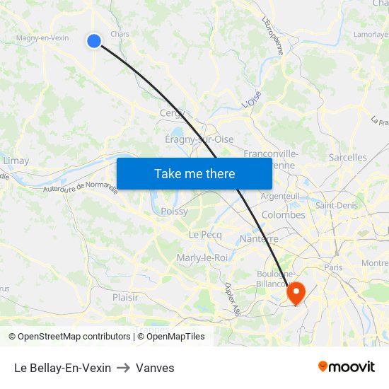 Le Bellay-En-Vexin to Vanves map