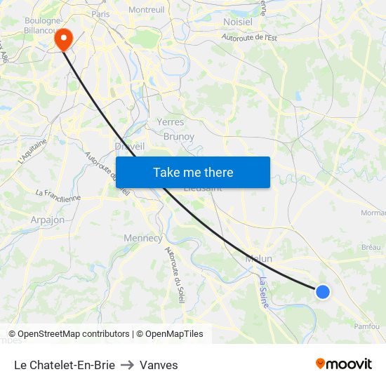 Le Chatelet-En-Brie to Vanves map