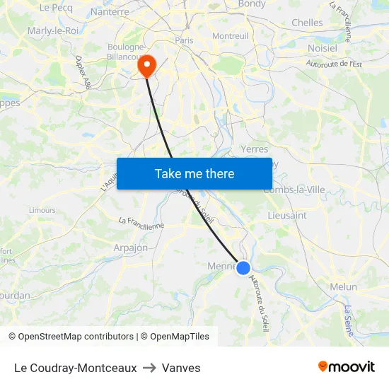 Le Coudray-Montceaux to Vanves map
