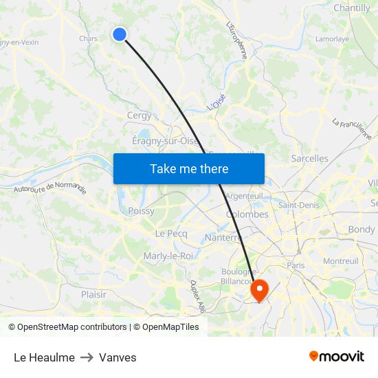 Le Heaulme to Vanves map