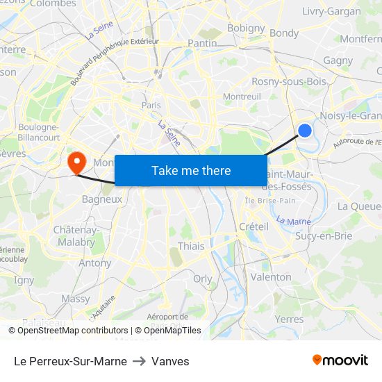 Le Perreux-Sur-Marne to Vanves map