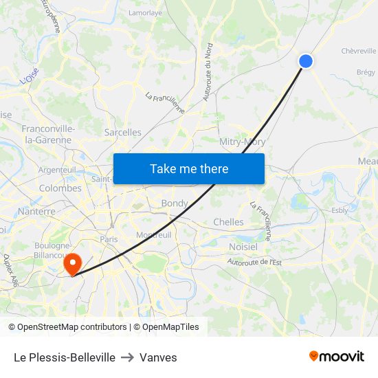 Le Plessis-Belleville to Vanves map