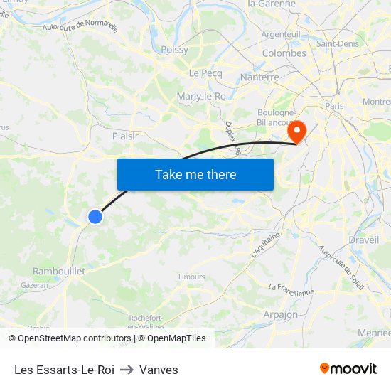 Les Essarts-Le-Roi to Vanves map