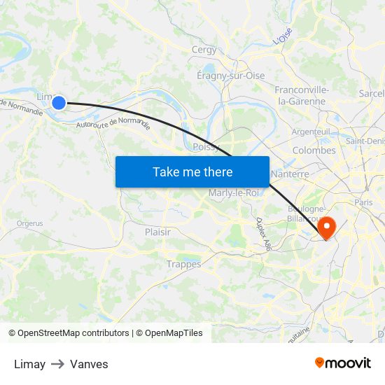 Limay to Vanves map