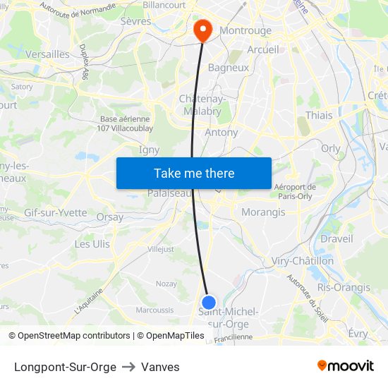 Longpont-Sur-Orge to Vanves map