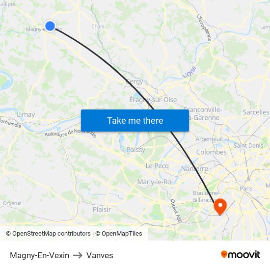 Magny-En-Vexin to Vanves map