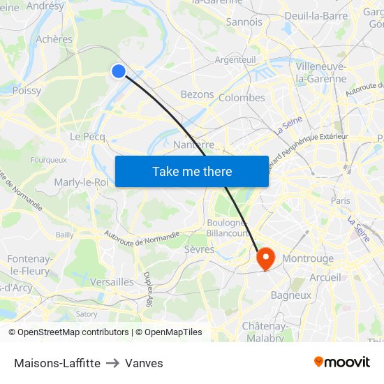 Maisons-Laffitte to Vanves map