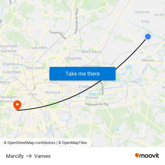 Marcilly to Vanves map