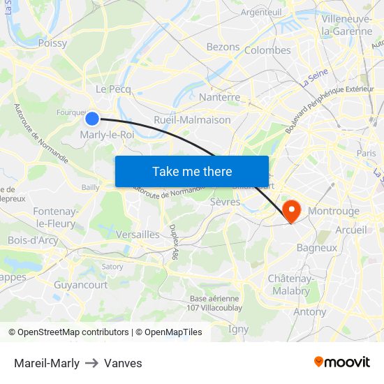 Mareil-Marly to Vanves map