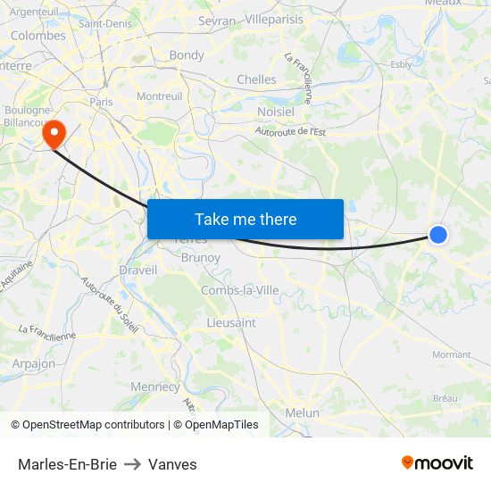 Marles-En-Brie to Vanves map