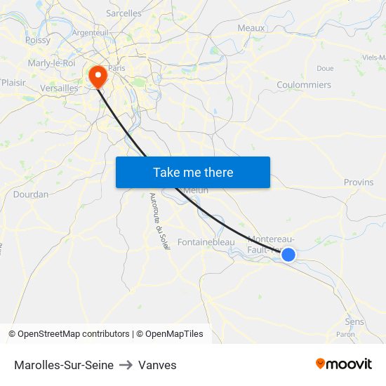 Marolles-Sur-Seine to Vanves map