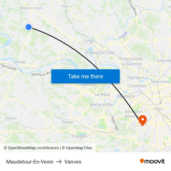 Maudetour-En-Vexin to Vanves map