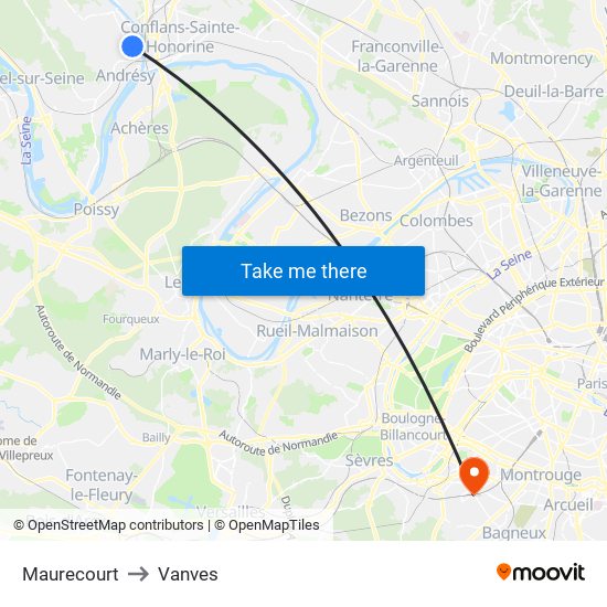 Maurecourt to Vanves map