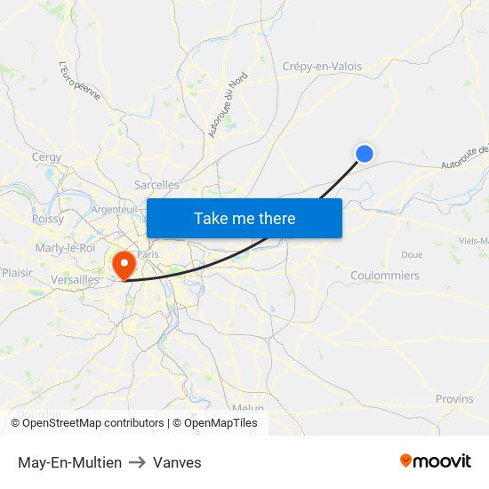 May-En-Multien to Vanves map