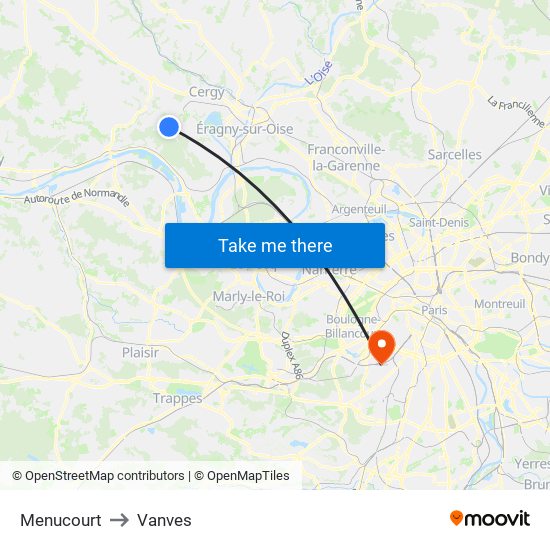Menucourt to Vanves map