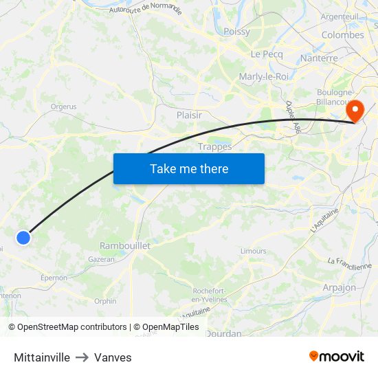 Mittainville to Vanves map