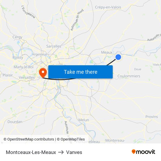 Montceaux-Les-Meaux to Vanves map