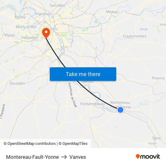 Montereau-Fault-Yonne to Vanves map