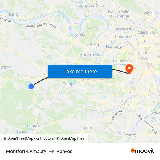 Montfort-L'Amaury to Vanves map