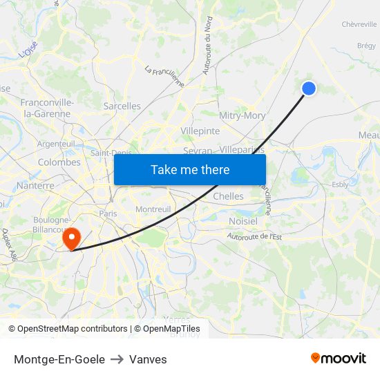 Montge-En-Goele to Vanves map