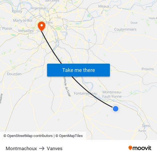 Montmachoux to Vanves map